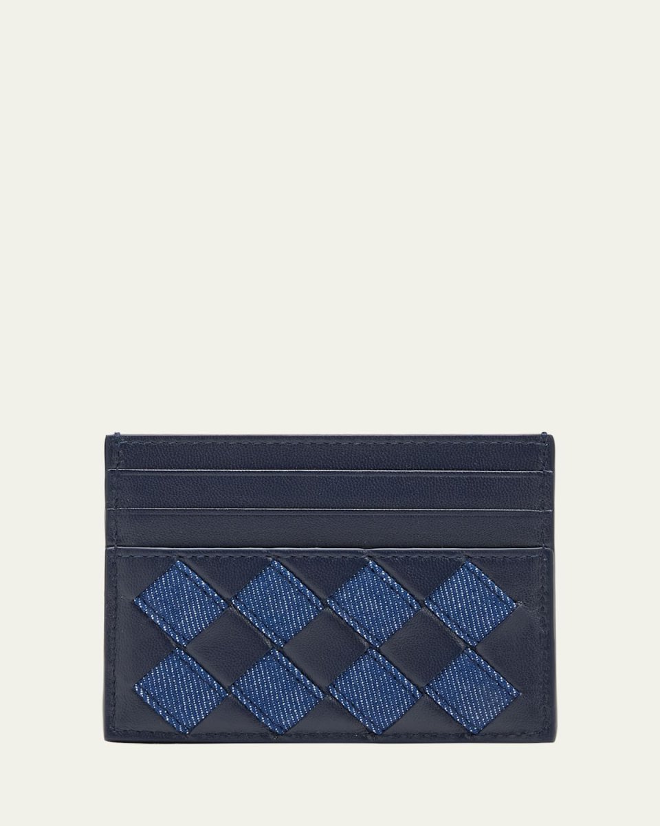 Intrecciato Denim Leather Card Case